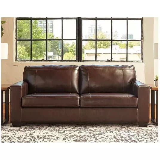 Two Seat Leather Match Sofa in Chocolate - HER Home Design Boutique